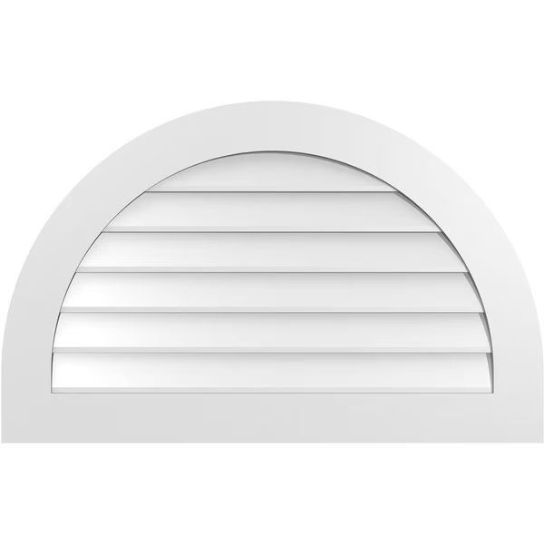 Round Top Surface Mount PVC Gable Vent: Non-Functional, w/ 3-1/2